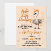 Een klein eendje is op weg naar het Baby shower Kaart (Voorkant / Achterkant)