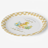 Een klein eendje is op weg naar het Baby shower Papieren Bordje (Gekanteld)