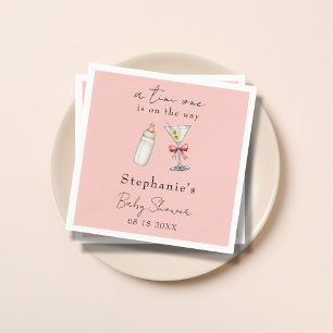Een Klein Eentje Is Onderweg Pink Martini Baby Sho Servet