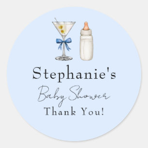 Een Klein Eentje Is Op Weg Blauwe Martini Baby Sho Ronde Sticker