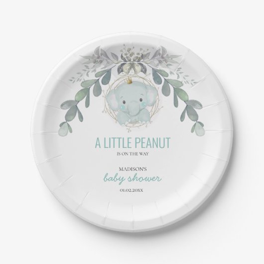 Een klein Elephant Boy Baby shower Papieren Bordje (Voorkant)