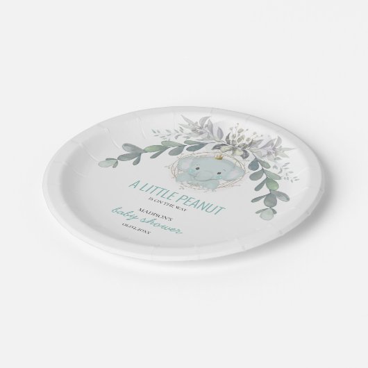 Een klein Elephant Boy Baby shower Papieren Bordje (Gekanteld)