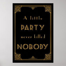 een klein feestje met gatsby geïnspireerd trouwbor poster
