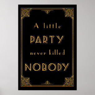 een klein feestje met gatsby geïnspireerd trouwbor poster