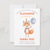 Een klein Fox verjaardagsfeestje Bedankkaart (Voorkant)