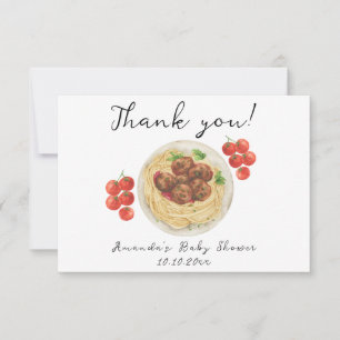 Een klein gehaktbal komt eraan Baby Shower Bedankkaart