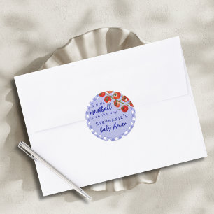 Een Klein Gehaktballetje Is Op Weg Blauwe Baby Sho Ronde Sticker