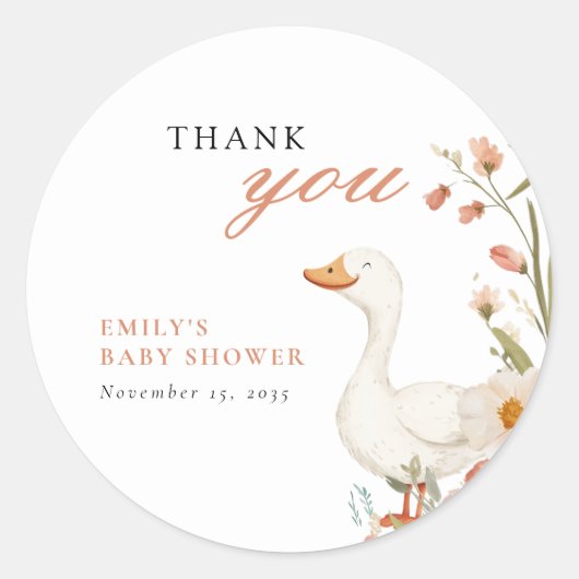 Een klein Gekke Goose Girl Baby shower Ronde Sticker (Voorkant)