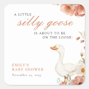 Een klein Gekke Goose Girl Baby shower Vierkante Sticker