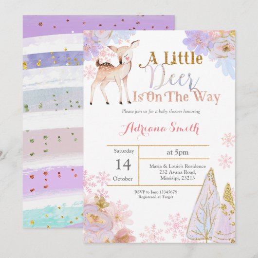 Een klein hertje is onderweg baby shower uit te no kaart (Voorkant / Achterkant)