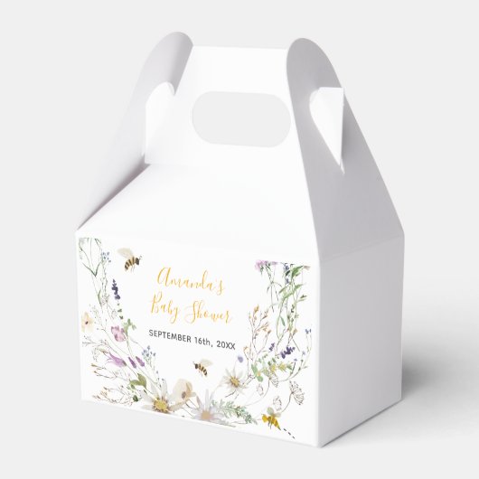 Een klein Honey Bee Wildflower Baby shower Bedankdoosjes (Achterkant)