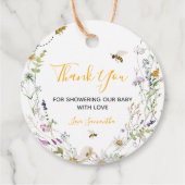Een klein Honey Bee Wildflower Baby shower Bedankjes Labels (Achterkant)