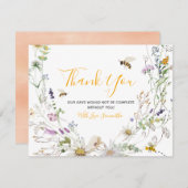 Een klein Honey Bee Wildflower Baby shower Bedankkaart (Voorkant / Achterkant)