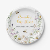 Een klein Honey Bee Wildflower Baby shower Papieren Bordje (Voorkant)