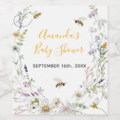 Een klein Honey Bee Wildflower Baby shower Wijn Etiket (Enkel label)