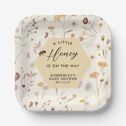 Een klein honinggeslacht neutraal Baby Baby shower Papieren Bordje (Voorkant)