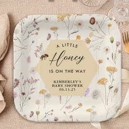 Een klein honinggeslacht neutraal Baby Baby shower Papieren Bordje