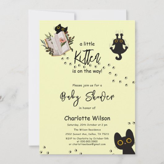 Een klein katje is onderweg naar Schattige kattenB Kaart (Voorkant)