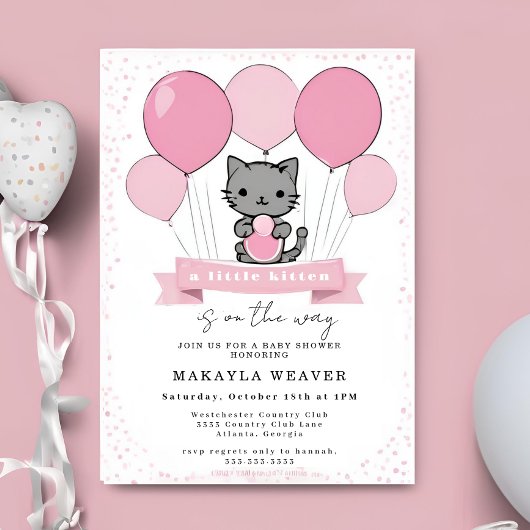 een klein katje Kitty babyshower uitnodiging