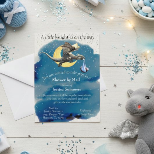 Een klein Knight Dragon Baby shower van Mail Silve Briefkaart