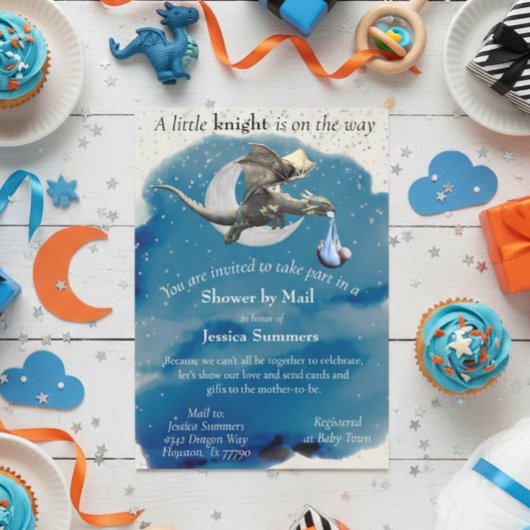 Een klein Knight Dragon Baby shower van Mail Silve Kaart