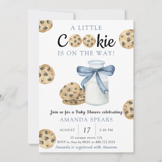 Een klein koekje is onderweg naar het Baby shower Kaart (Voorkant)
