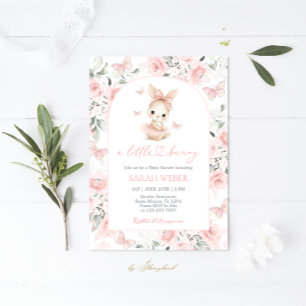 Een klein konijn baby shower meisje uitnodiging