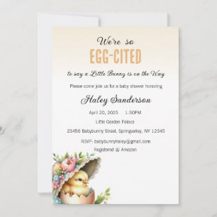 Een klein konijn is op komst Uitnodiging, Ei-verhe Kaart