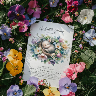 Een klein konijntje bloemenbaby meisje douche kaart