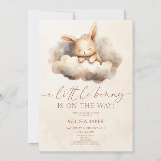 Een klein konijntje is onderweg! Clouds-Baby showe Kaart (Voorkant)