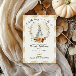 Een klein konijntje is onderweg naar baby shower I Kaart