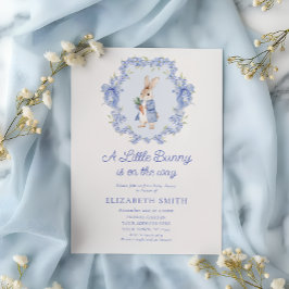 Een klein konijntje is onderweg naar  Baby shower Kaart