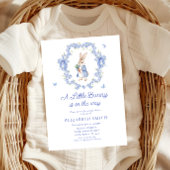 Een klein konijntje is op weg naar het Baby shower Kaart