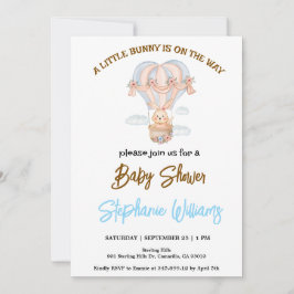 Een klein konijntje is op weg naar het baby shower kaart