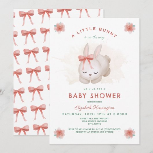 Een klein konijntje meisje Baby shower Kaart (Voorkant / Achterkant)