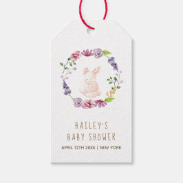 Een klein konijntje paasbloemenkrans Baby shower Cadeaulabel