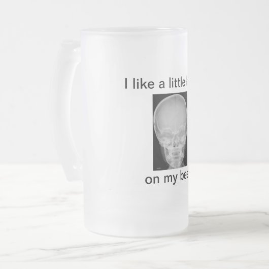 Een klein kopje op mijn bier matglas bierpul (Voorkant links)