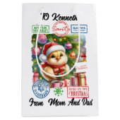 Een klein kuiken is klaar voor kerst medium cadeauzakje (Voorkant)