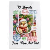 Een klein kuiken is klaar voor kerst medium cadeauzakje (Achterkant)