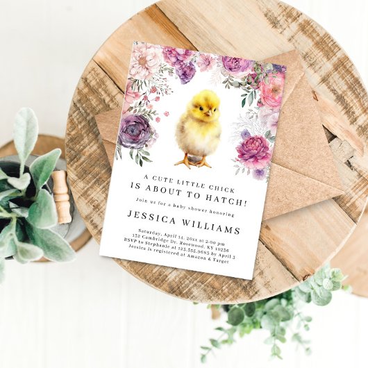 Een klein kuiken staat op het punt om Baby shower  Kaart