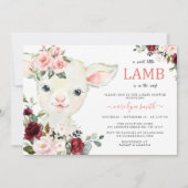 Een klein Lamb Greenery Floral Baby shower Kaart (Voorkant)