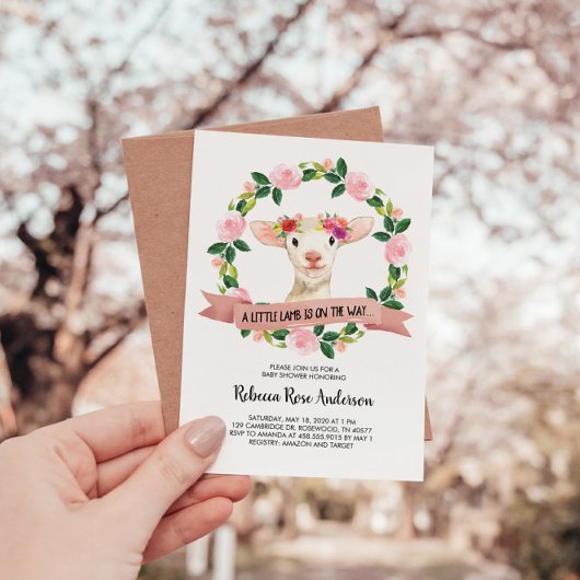 Een klein lammetje is op weg Baby shower Kaart