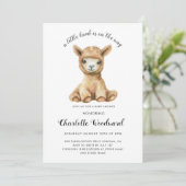 Een klein lammetje is op weg naar het Baby shower Kaart (Staand voorkant)