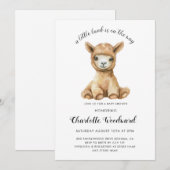 Een klein lammetje is op weg naar het Baby shower Kaart (Voorkant / Achterkant)