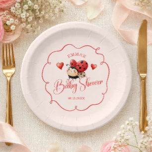 Een Klein Liefdesbeestje Is Op Weg Baby Shower Papieren Bordje