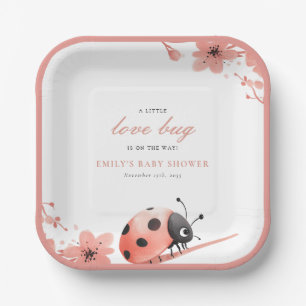 Een Klein Liefdeskevertje Is Op Weg Baby Shower Papieren Bordje