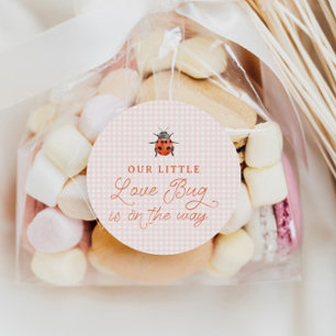 Een Klein Liefdeskevertje Op Weg Roze Baby Shower Ronde Sticker
