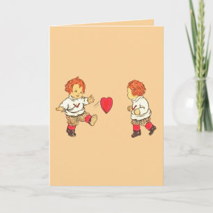 Een Klein Liefdesspelletje in Retro Stijl Valentij Kaart