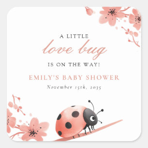 Een Klein Liefdeswurm Is Op Weg Baby Shower Vierkante Sticker
