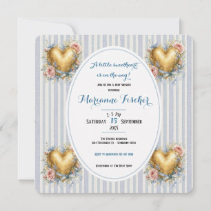 Een klein liefje bloemige blauwe babyshower uitnod